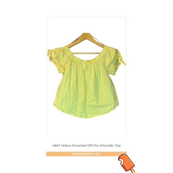 H&M Yellow Smocked Off-the-Shoulder Top - Picture 1 of 2